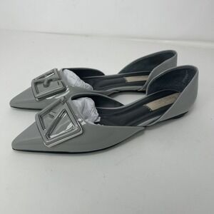 Franco Sarto Hadley D'Orsay Pointed Toe Flat Shoes Size 6.5 M Gray Patent New